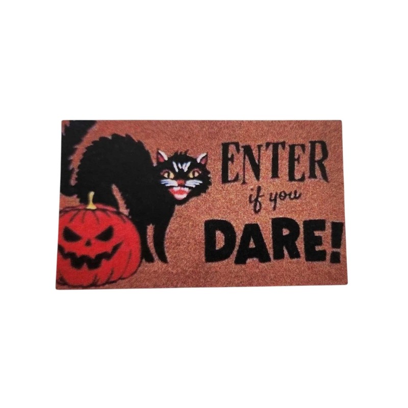 Dolls House Enter if you Dare! Halloween Door Mat Sign Modern 1:12 Printed Card