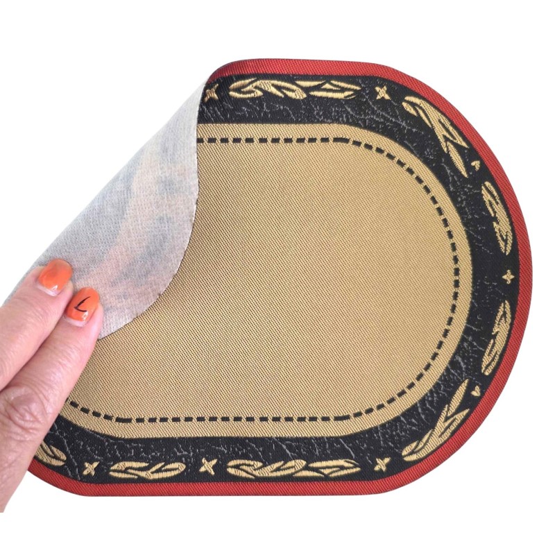 Dolls House Oval Rug Beige Red Black Miniature 1:12 Carpet Med Dolls House Oval Rug Beige Red Black Miniature 1:12 Carpet Med