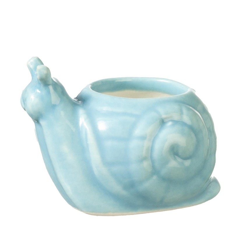 Dolls House Snail Plant Pot Blue Ceramic Ornament Miniature Accessory 1:12 Scale