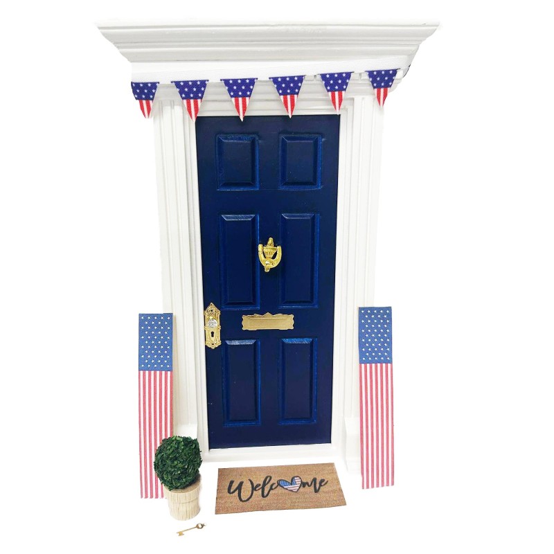 Dolls House Front Door Set American Independence USA Fairy Mouse Porch Accessory