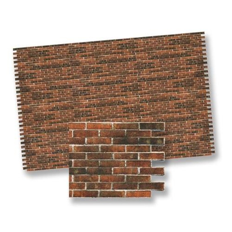 Dolls House Dark Red Brick Wall Miniature Print Embossed Roofing Sheet 1:12