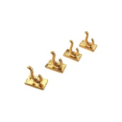 Dolls House 4 Coat Hooks Polished Brass 1:12 Scale Miniature Hardware