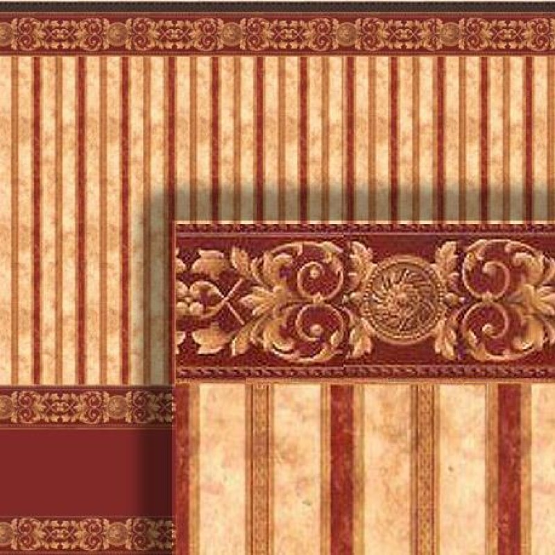 Dolls House Wallpaper Wainscot Terracotta Beige 1/2in 1:24 Scale Miniature Print