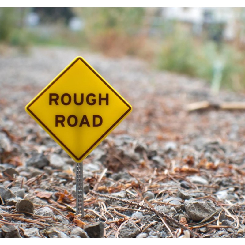 Dolls House Rough Road Sign Road Fence Railway Roadworks Warning Accessory