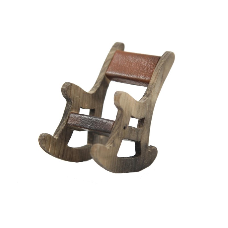 Dolls House Rocking Chair Rustic Rocker Pioneer Wooden Cabin Campsite Furniture