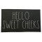 Dolls House Bath Mat "Hello Sweet Cheeks" Black White Bathroom Rug Printed Card