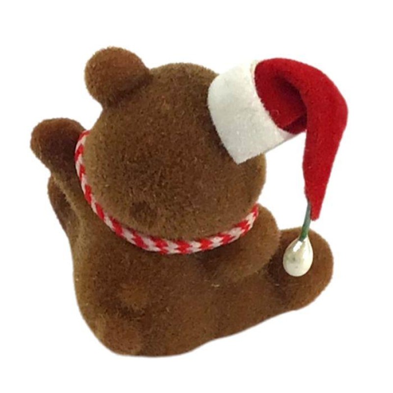 Dolls House Brown Flock Christmas Teddy Bear 1:12 Toy Shop Nursery Accessory