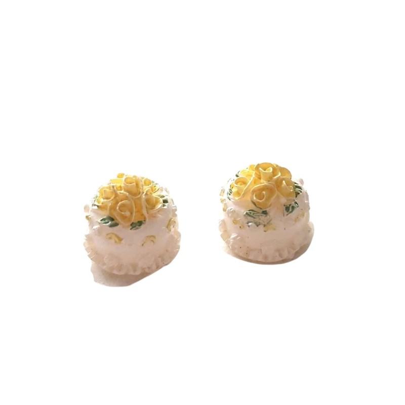 Dolls House 1:48 Lemon Rose Cakes Pack of 2