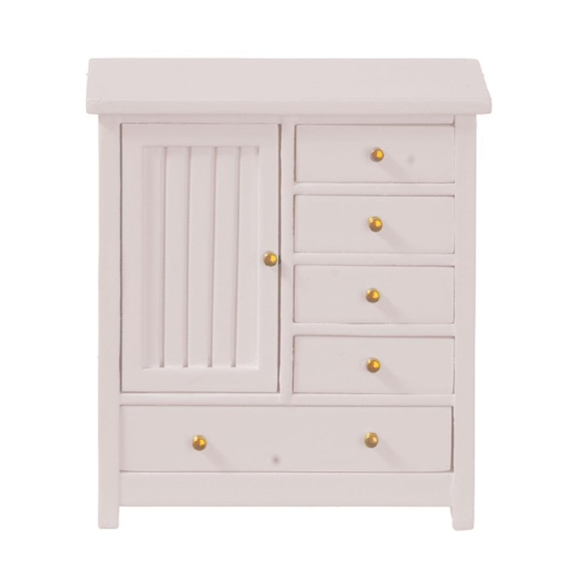 Dolls House Chest of Drawers Baby Wardrobe JBM Miniature Nursery Furniture Pink