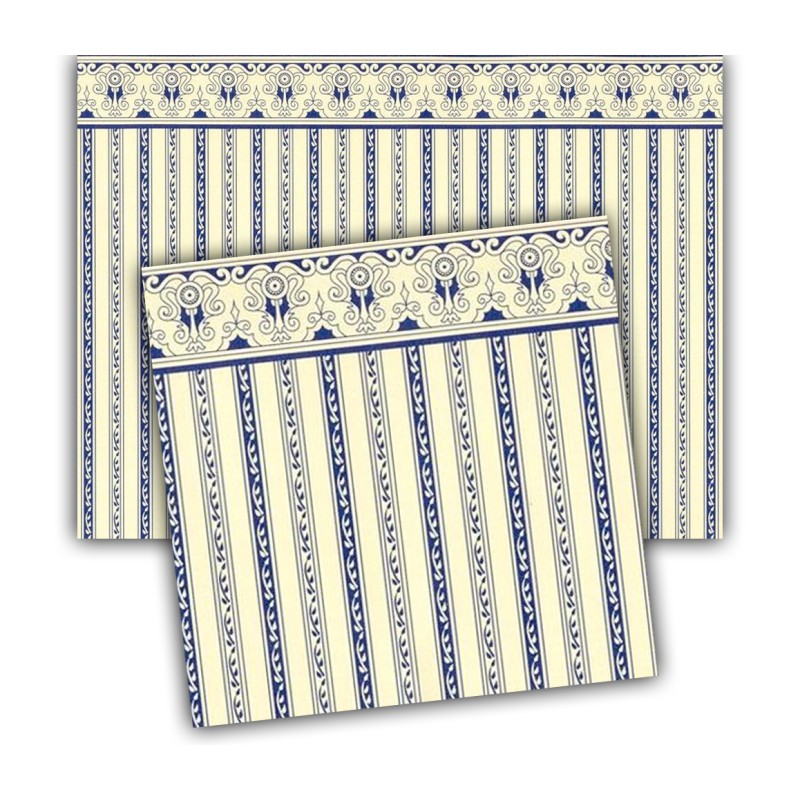 Dolls House Wallpaper Regency Period Blue Miniature 1:24 Scale x 3 Dolls House Wallpaper Regency Period Blue Miniature 1:24 Scale x 3