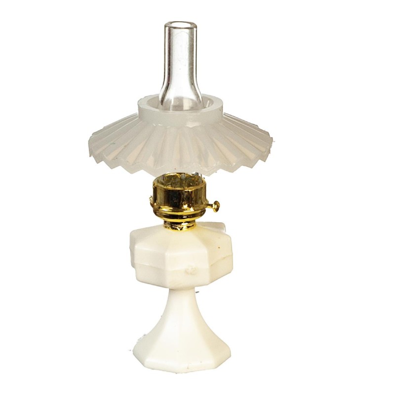 Dolls House Oil Lamp with Shade White Chrysnbon Ornamental Accessory Plastic Sml