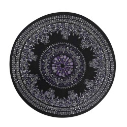 Dolls House Round Area Rug Circular Carpet Purple & Black Mandala Design Lge Dolls House Round Area Rug Circular Carpet Purple & Black Mandala Design Lge