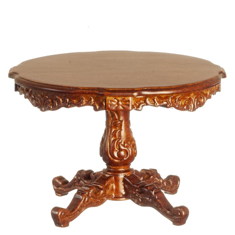 Dolls House Empire Pedestal Table Round Walnut  JBM Dining Room Furniture