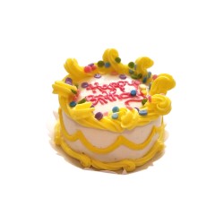 Dolls House Giant Cake Lemon Happy Birthday Icing Miniature Food Accessory