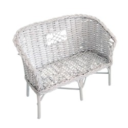 Dolls House Ratan Sofa White Metal Conservatory Garden Living Room Furniture