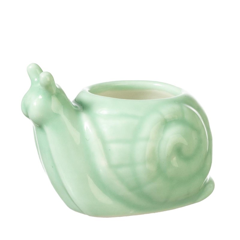 Dolls House Snail Plant Pot Green Ceramic Ornament Miniature Accessory 1:12