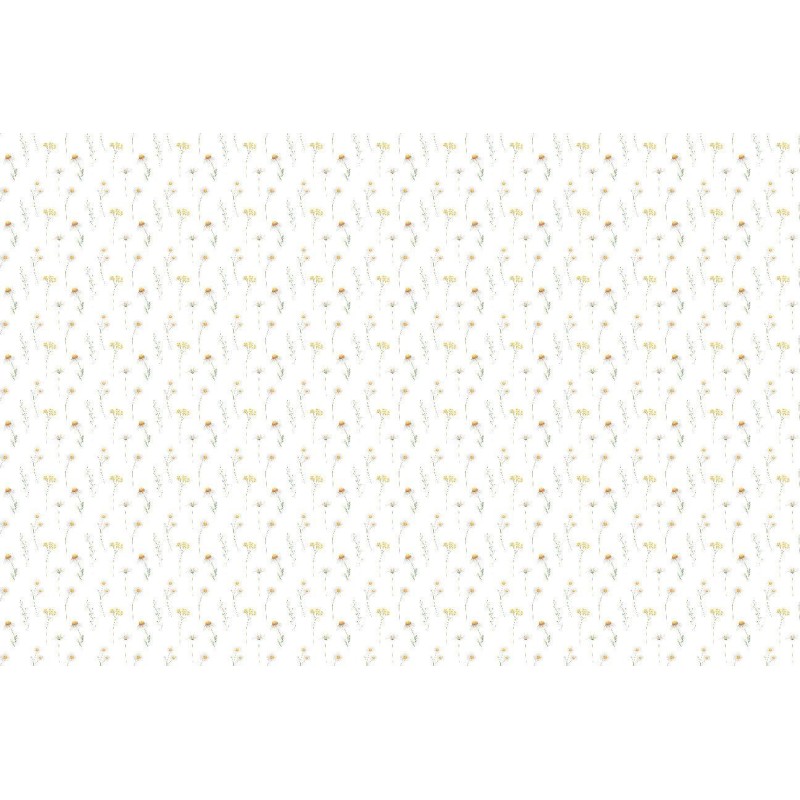 Dolls House White & Yellow Daisy Floral Flower Pattern Miniature Print Wallpaper