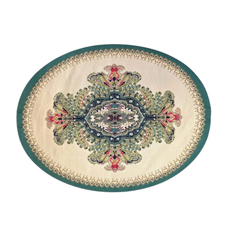 Dolls House Oval Rug Persian Vector Design Green Miniature Carpet Large Dolls House Oval Rug Persian Vector Design Green Miniature Carpet Large