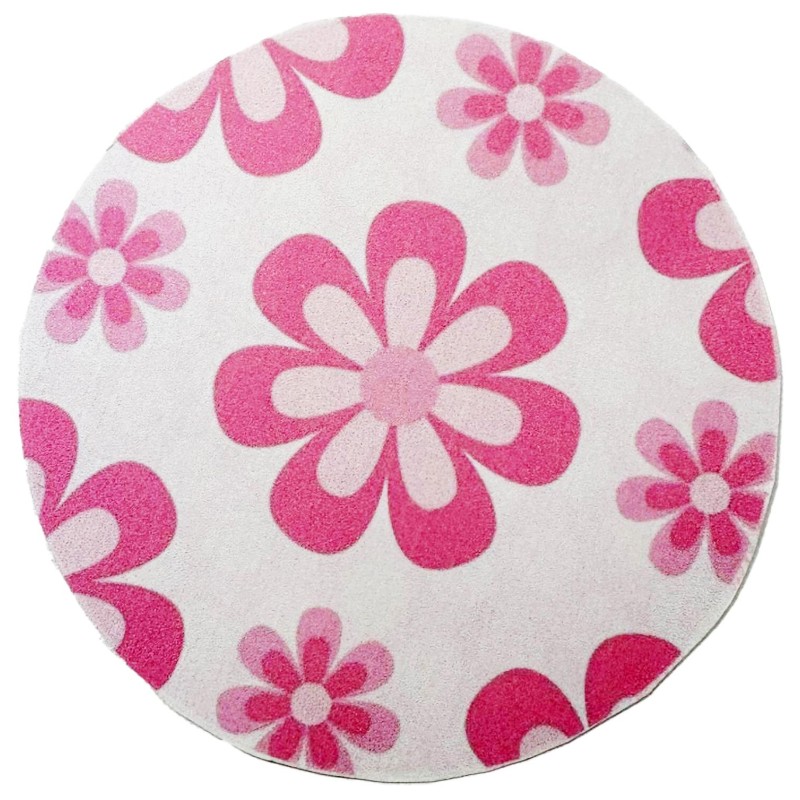 Dolls House Flower Rug Pink Modern Bedroom Nursery Floor Mat 1:12 Printed Card