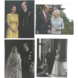 Dolls House Queen Elizabeth II & Prince Philip Set of 4 1:12 Portrait Pictures