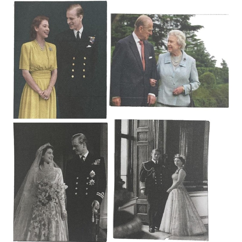 Dolls House Queen Elizabeth II & Prince Philip Set of 4 1:12 Portrait Pictures