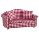 Dolls House Red Gingham 2 Seater Sofa Loveseat & Cushions Living Room Furniture