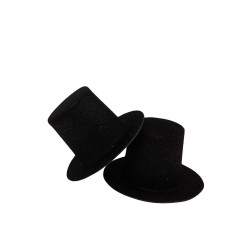 Dolls House Top Hat Black Victorian Gentlemen's or Wedding Attire Pack of 2 1:12