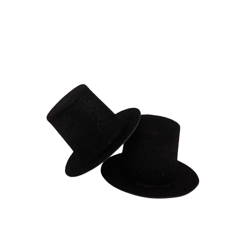 Dolls House Top Hat Black Victorian Gentlemen's or Wedding Attire Pack of 2 1:12