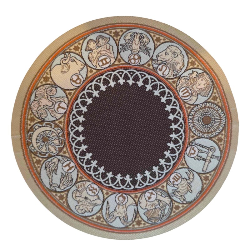 Dolls House Round Rug Zodiac Wheel Design Brown Beige Floor Accessory Medium