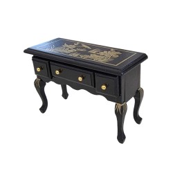 Dolls House Console Table Black & Gold Chinese Design Miniature Furniture 1:12
