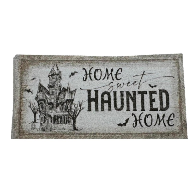 Dolls House Home Sweet Haunted Home Halloween Sign Door Mat Printed Card 1:12