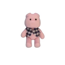 Dolls House Pink Pig in Blue Waistcoat Flocked Toy Shop Store Nursery Accessory