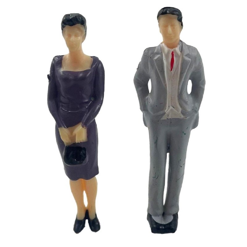 Dolls House Smart Man & Lady in Dress Painted Figures 1:24 Half Inch People