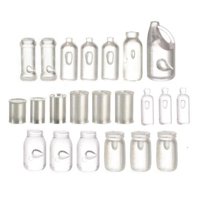 Dolls House 22 Assorted Bottles Jars & Cans Kitchen Shop Store Accessory 1:12