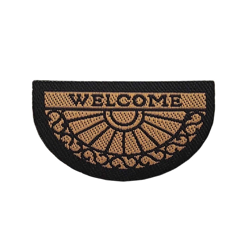 Dolls House Welcome Door Mat 1:24 Scale Half Moon Gold & Black Design
