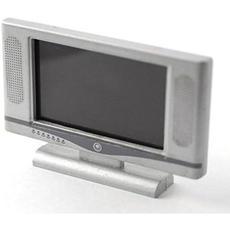 Dolls House Widescreen Television TV Modern Silver 1:12 Scale Accessory
