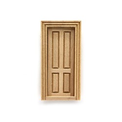 Dolls House Door Victorian 4 Panel Wood 1:24 Half Inch Scale Building Component