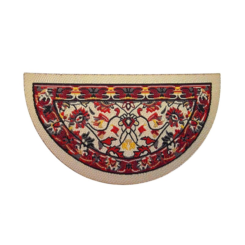 Dolls House Half Moon Door Mat Red & Beige Miniature Porch Accessory