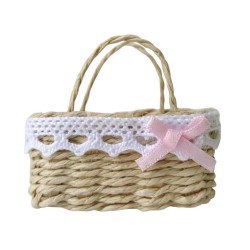 Dolls House Empty Basket with Handles Wicker Storage 1:12 Scale Accessory