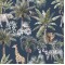 Dolls House Navy Jungle Animal Tropical Pattern Miniature Print Wallpaper 1:12