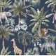 Dolls House Navy Jungle Animal Tropical Pattern Miniature Print Wallpaper 1:12