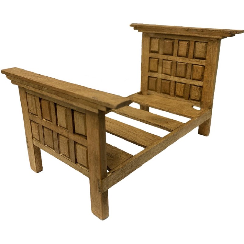 Dolls House Hacienda Style 4 Panel Single Bed Rustic Country Bedroom Furniture