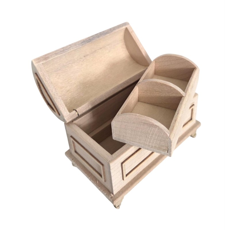 Dolls House Dome Chest Trunk Ottoman Unfinished Bare Wood Furniture Dolls House Dome Chest Trunk Ottoman Unfinished Bare Wood Furniture