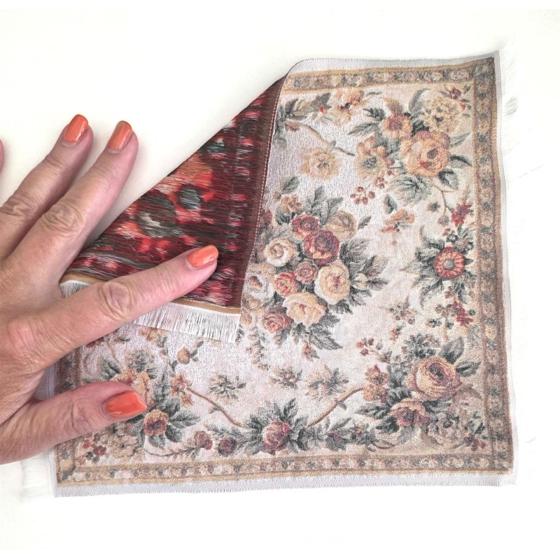 Dolls House Square Area Rug Apricot French Jacquard Design Carpet Lge Dolls House Square Area Rug Apricot French Jacquard Design Carpet Lge