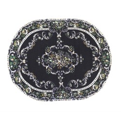 Dolls House Oval Rug Traditional Black Floral Miniature Carpet Large Dolls House Oval Rug Traditional Black Floral Miniature Carpet Large