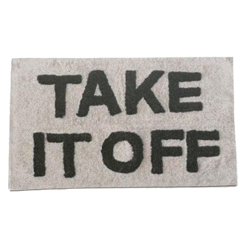 Dolls House Bath Mat "Take It Off" Black & White Bathroom Rug 1:12 Printed Card