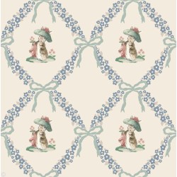 Dolls House Wallpaper Floral Bunny Pattern Miniature Print 1:12 Dolls House Wallpaper Floral Bunny Pattern Miniature Print 1:12