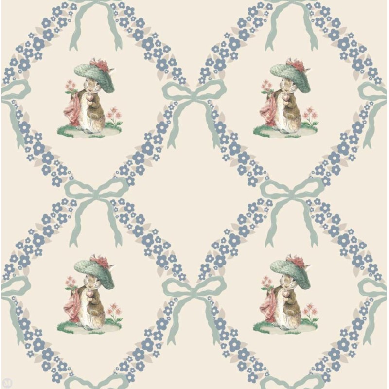 Dolls House Wallpaper Floral Bunny Pattern Miniature Print 1:12 Dolls House Wallpaper Floral Bunny Pattern Miniature Print 1:12