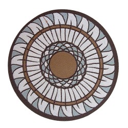 Dolls House Rug Light Blue & Brown Circular Pattern Floor Accessory Small Round