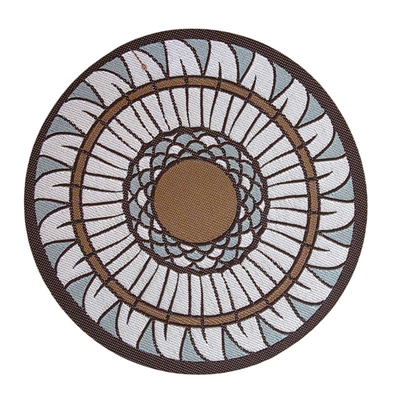 Dolls House Rug Light Blue & Brown Circular Pattern Floor Accessory Small Round